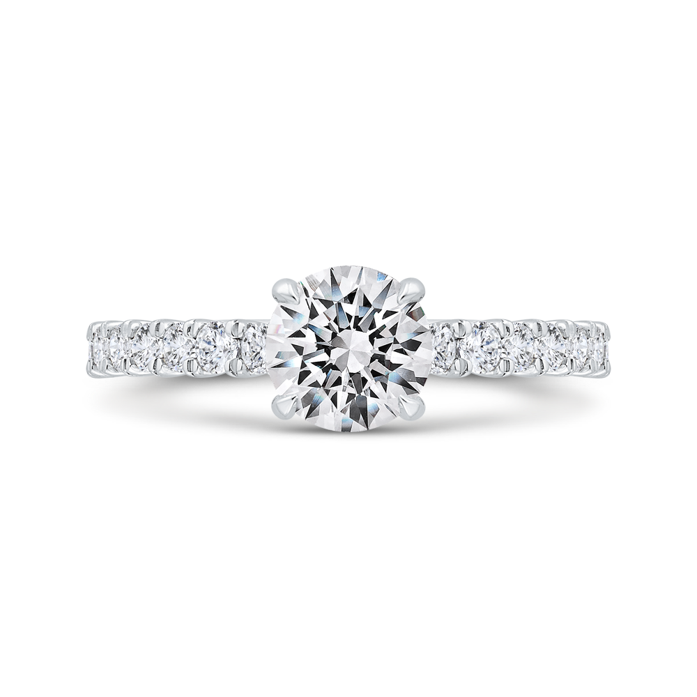 14K White Gold Round Cut Diamond Engagement Ring (Semi-Mount)