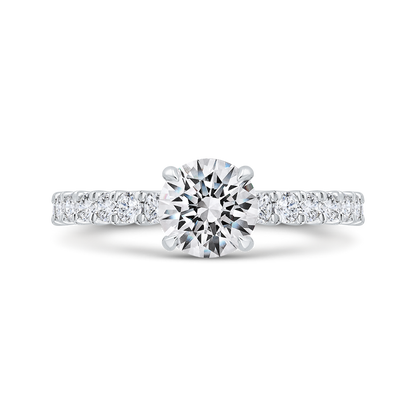 14K White Gold Round Cut Diamond Engagement Ring (Semi-Mount)