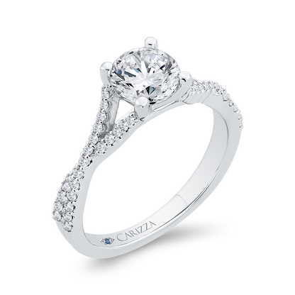 14K White Gold Round Cut Diamond Engagement Ring (Semi-Mount)