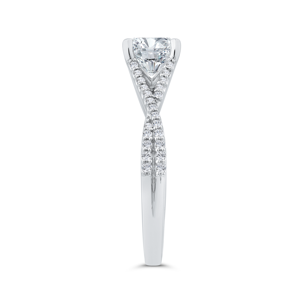 14K White Gold Round Cut Diamond Engagement Ring (Semi-Mount)