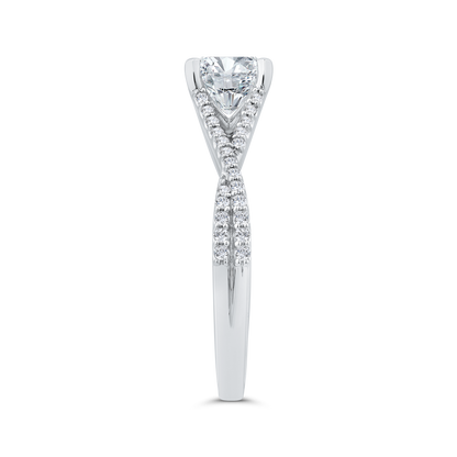 14K White Gold Round Cut Diamond Engagement Ring (Semi-Mount)