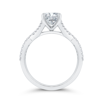 14K White Gold Round Cut Diamond Engagement Ring (Semi-Mount)