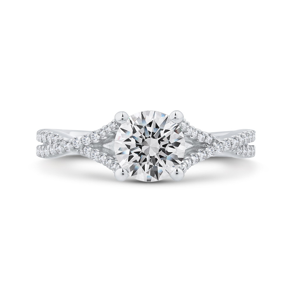 14K White Gold Round Cut Diamond Engagement Ring (Semi-Mount)