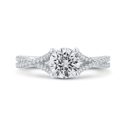 14K White Gold Round Cut Diamond Engagement Ring (Semi-Mount)