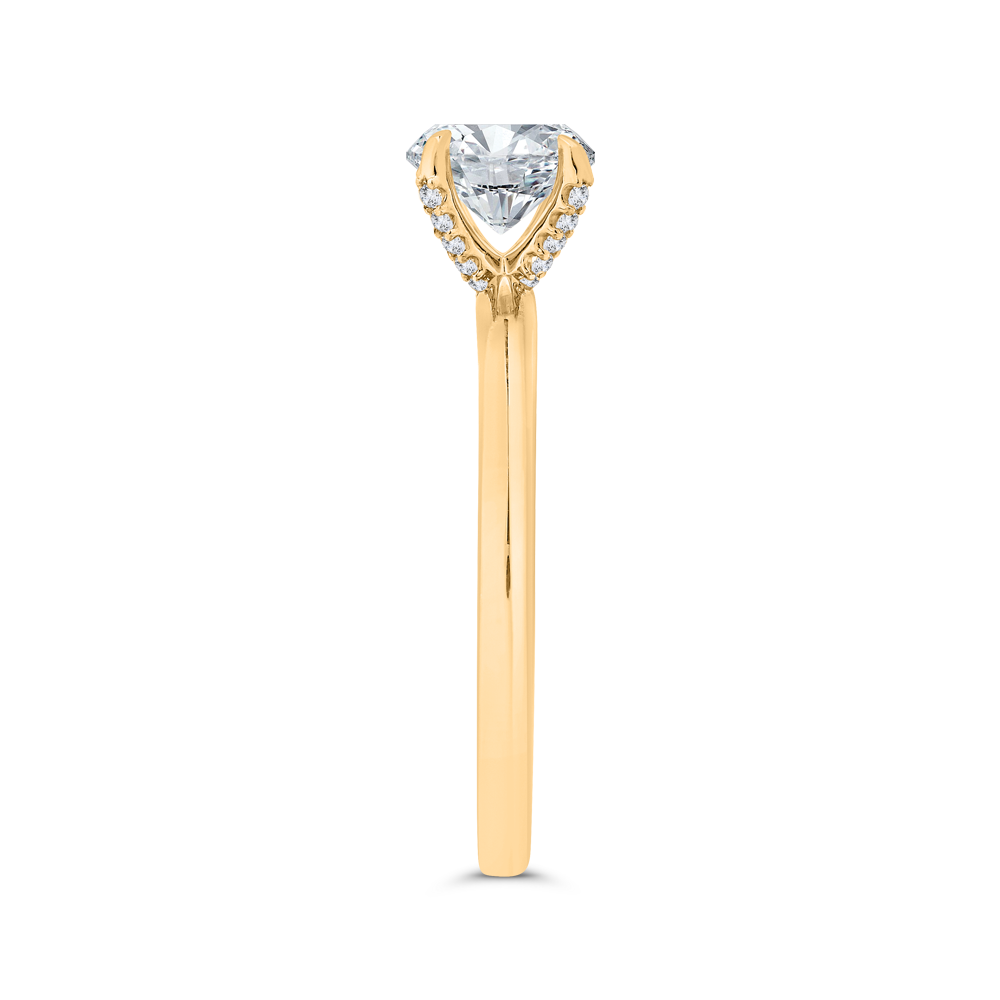 14K Yellow Gold Round Cut Diamond Solitaire Engagement Ring (Semi-Mount)