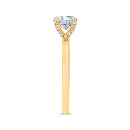 14K Yellow Gold Round Cut Diamond Solitaire Engagement Ring (Semi-Mount)