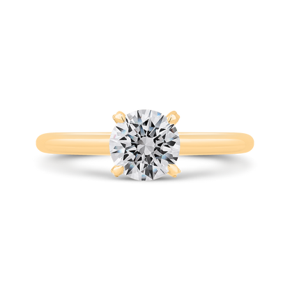 14K Yellow Gold Round Cut Diamond Solitaire Engagement Ring (Semi-Mount)