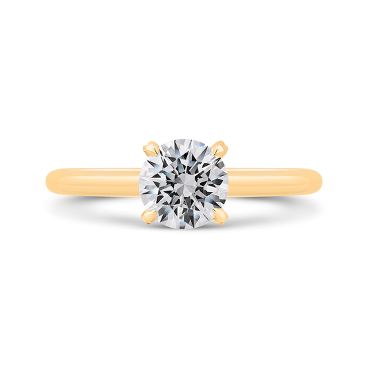 14K Yellow Gold Round Cut Diamond Solitaire Engagement Ring (Semi-Mount)