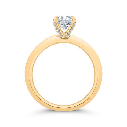 14K Yellow Gold Round Cut Diamond Solitaire Engagement Ring (Semi-Mount)