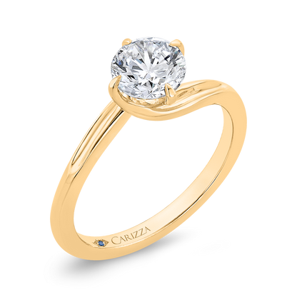 14K Yellow Gold Round Cut Diamond Solitaire Engagement Ring (Semi-Mount)