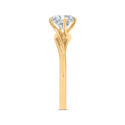 14K Yellow Gold Round Cut Diamond Solitaire Engagement Ring (Semi-Mount)