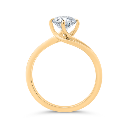 14K Yellow Gold Round Cut Diamond Solitaire Engagement Ring (Semi-Mount)