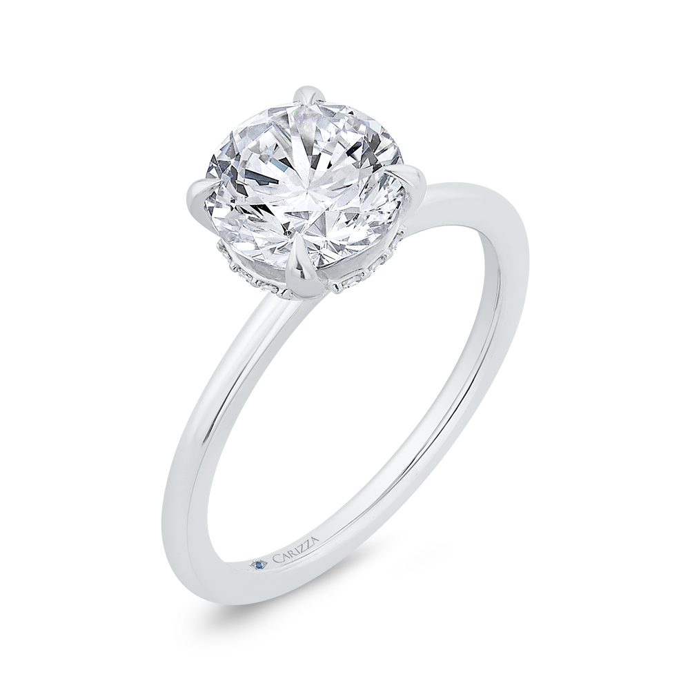 14K White Gold Round Cut Diamond Solitaire Engagement Ring (Semi-Mount)