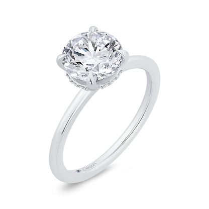 14K White Gold Round Cut Diamond Solitaire Engagement Ring (Semi-Mount)