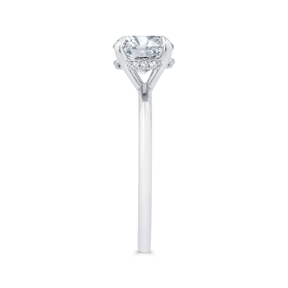 14K White Gold Round Cut Diamond Solitaire Engagement Ring (Semi-Mount)