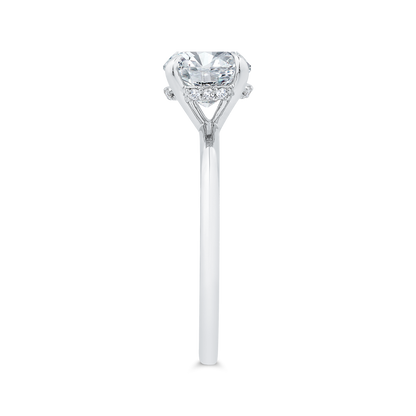 14K White Gold Round Cut Diamond Solitaire Engagement Ring (Semi-Mount)