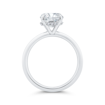 14K White Gold Round Cut Diamond Solitaire Engagement Ring (Semi-Mount)