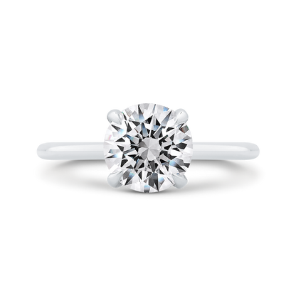 14K White Gold Round Cut Diamond Solitaire Engagement Ring (Semi-Mount)
