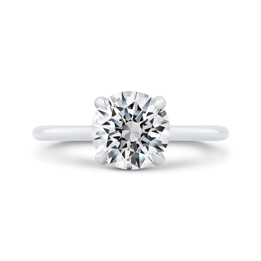 14K White Gold Round Cut Diamond Solitaire Engagement Ring (Semi-Mount)