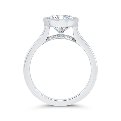 14K White Gold Round Cut Diamond Solitaire Engagement Ring (Semi-Mount)