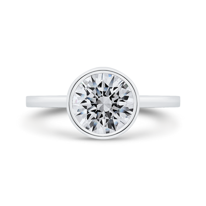 14K White Gold Round Cut Diamond Solitaire Engagement Ring (Semi-Mount)