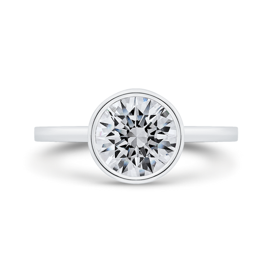 14K White Gold Round Cut Diamond Solitaire Engagement Ring (Semi-Mount)