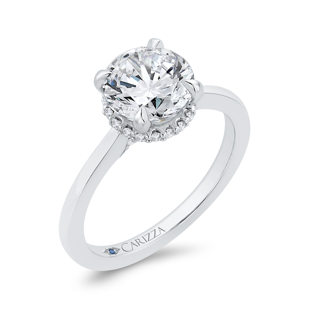 14K White Gold Round Cut Diamond Solitaire Engagement Ring (Semi-Mount)
