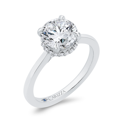 14K White Gold Round Cut Diamond Solitaire Engagement Ring (Semi-Mount)