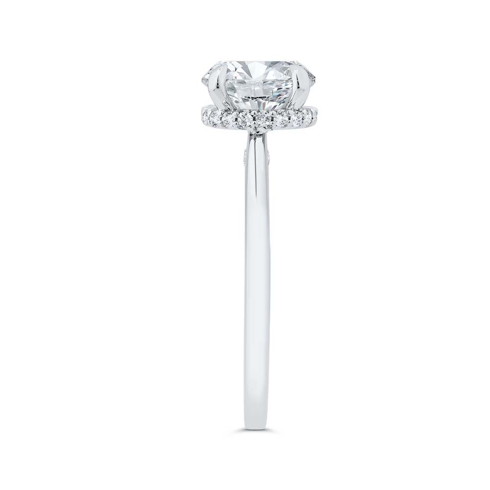 14K White Gold Round Cut Diamond Solitaire Engagement Ring (Semi-Mount)