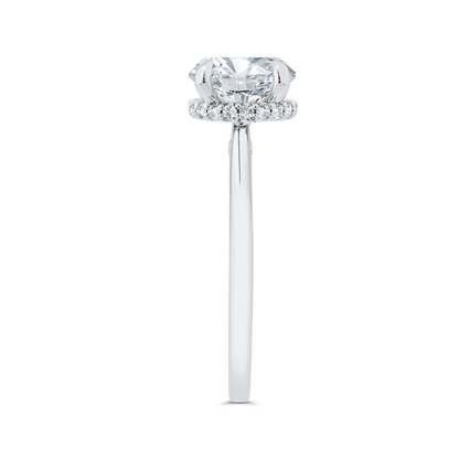 14K White Gold Round Cut Diamond Solitaire Engagement Ring (Semi-Mount)