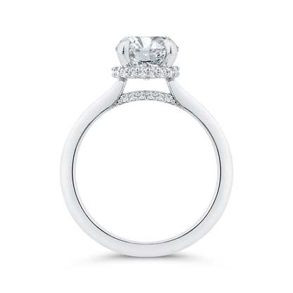 14K White Gold Round Cut Diamond Solitaire Engagement Ring (Semi-Mount)