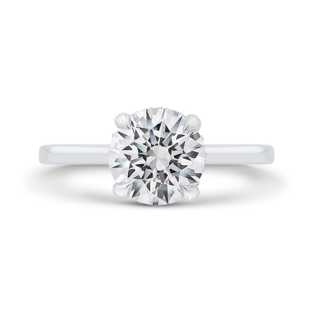 14K White Gold Round Cut Diamond Solitaire Engagement Ring (Semi-Mount)