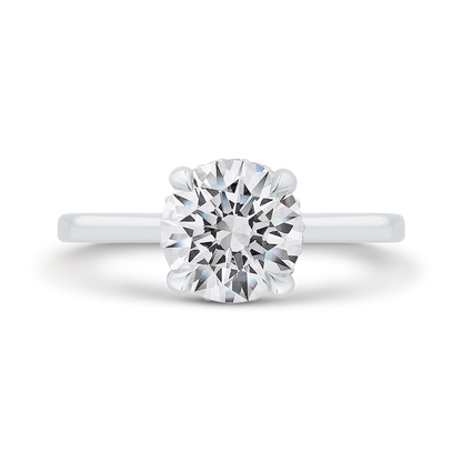 14K White Gold Round Cut Diamond Solitaire Engagement Ring (Semi-Mount)