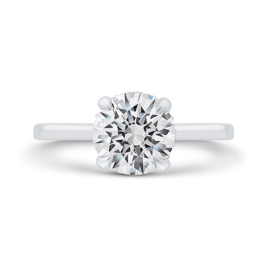 14K White Gold Round Cut Diamond Solitaire Engagement Ring (Semi-Mount)