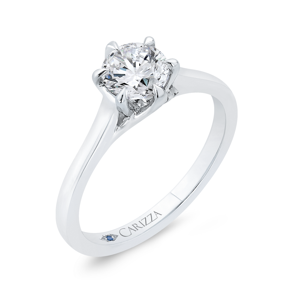 14K White Gold Round Cut Diamond Solitaire Engagement Ring (Semi-Mount)