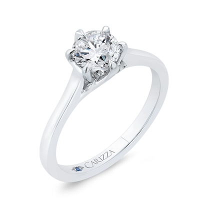 14K White Gold Round Cut Diamond Solitaire Engagement Ring (Semi-Mount)