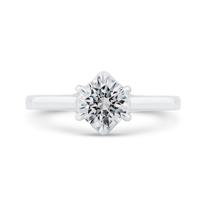 14K White Gold Round Cut Diamond Solitaire Engagement Ring (Semi-Mount)