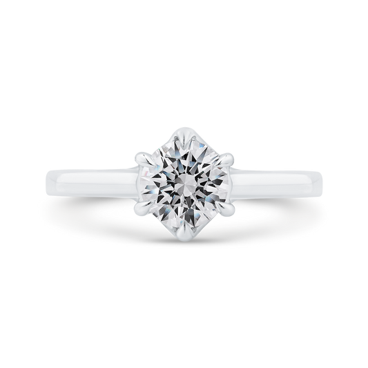 14K White Gold Round Cut Diamond Solitaire Engagement Ring (Semi-Mount)