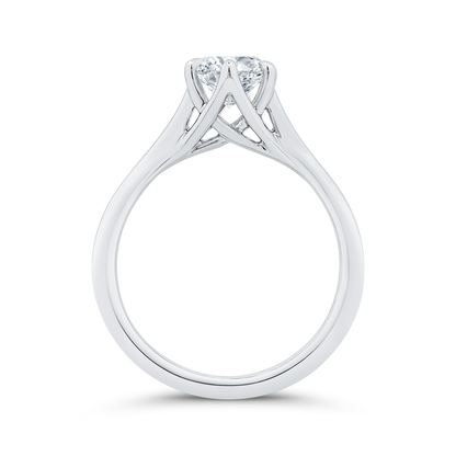 14K White Gold Round Cut Diamond Solitaire Engagement Ring (Semi-Mount)