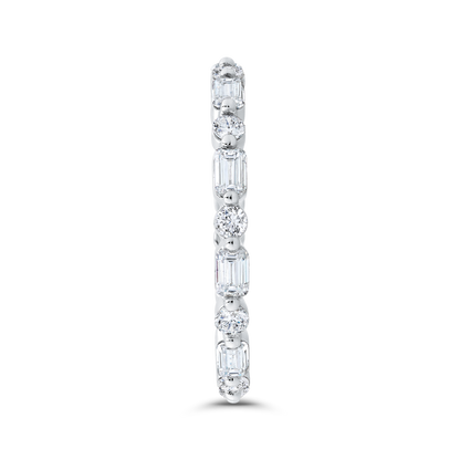 14K White Gold with Round & Emerald Diamond Eternity Ring