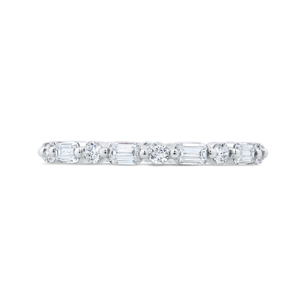 14K White Gold with Round & Emerald Diamond Eternity Ring
