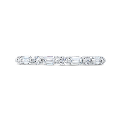 14K White Gold with Round & Emerald Diamond Eternity Ring