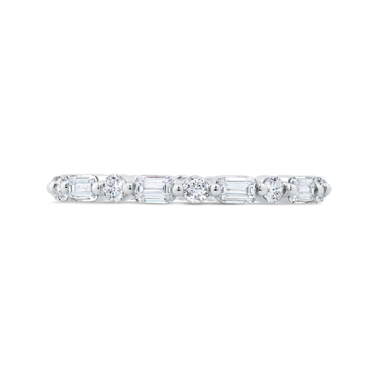 14K White Gold with Round & Emerald Diamond Eternity Ring
