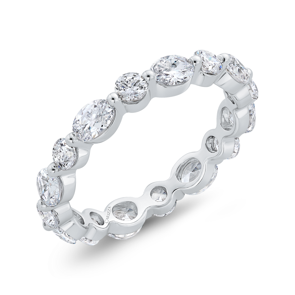 14K White Gold with Oval & Round Diamond Eternity Ring