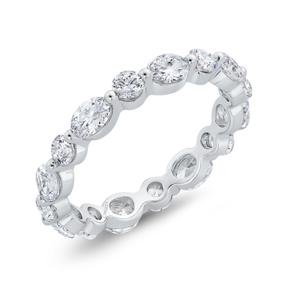 14K White Gold with Oval & Round Diamond Eternity Ring