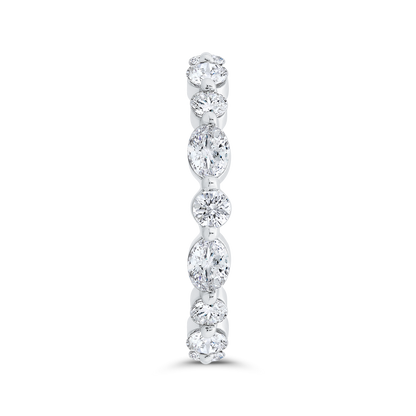 14K White Gold with Oval & Round Diamond Eternity Ring