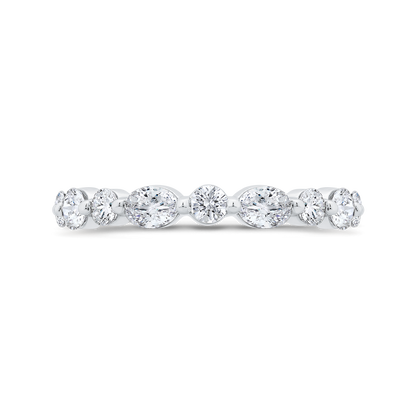 14K White Gold with Oval & Round Diamond Eternity Ring