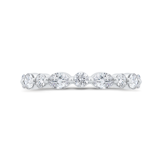 14K White Gold with Oval & Round Diamond Eternity Ring