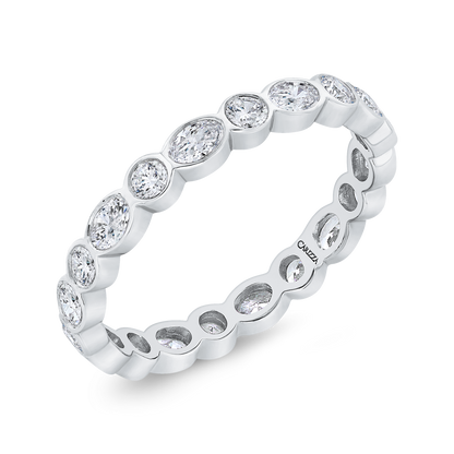 14K White Gold with Oval & Round Diamond Eternity Ring