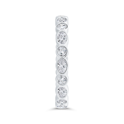 14K White Gold with Oval & Round Diamond Eternity Ring